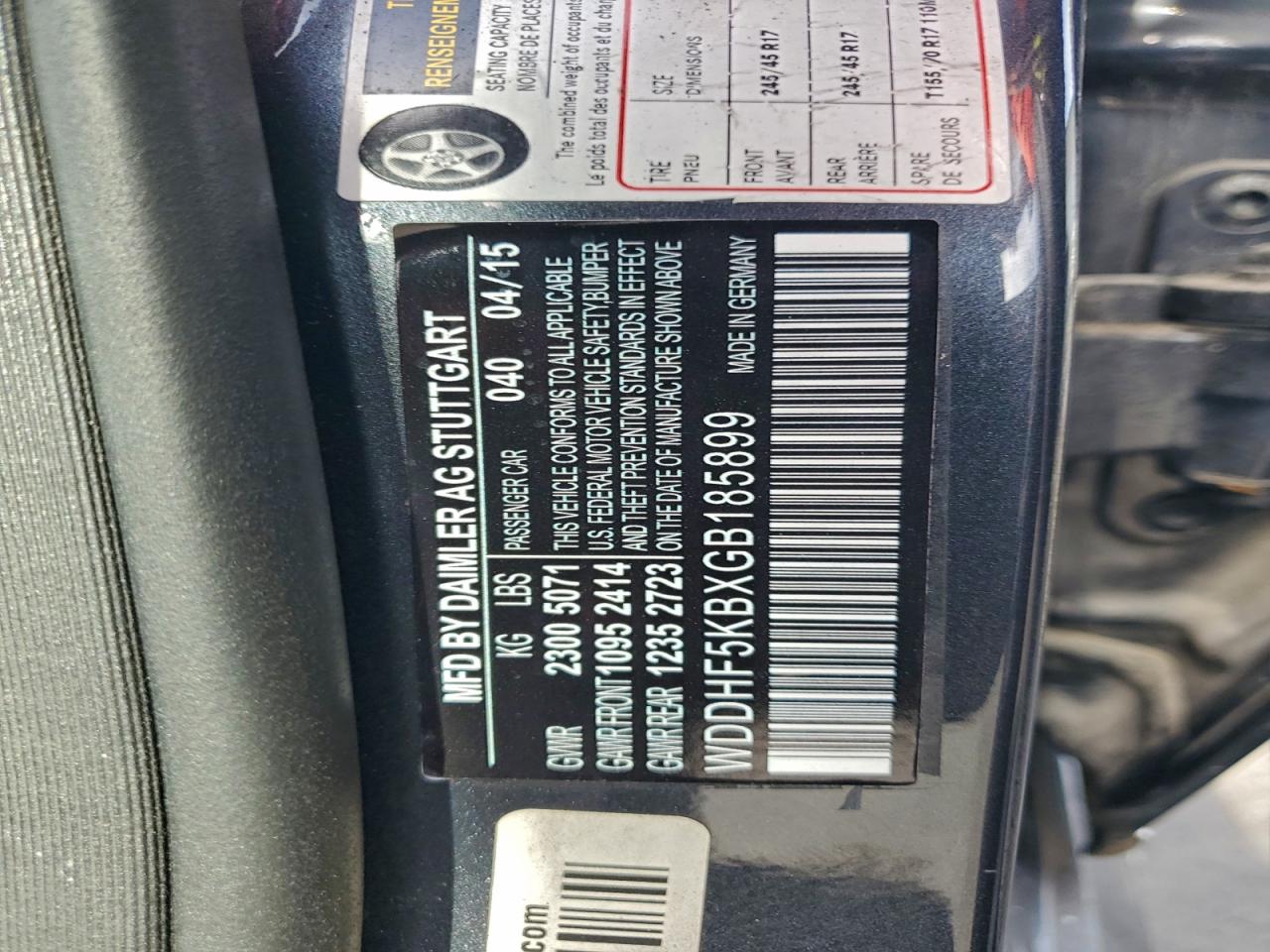 2016 Mercedes-Benz E 350 VIN: WDDHF5KBXGB185899 Lot: 94057605