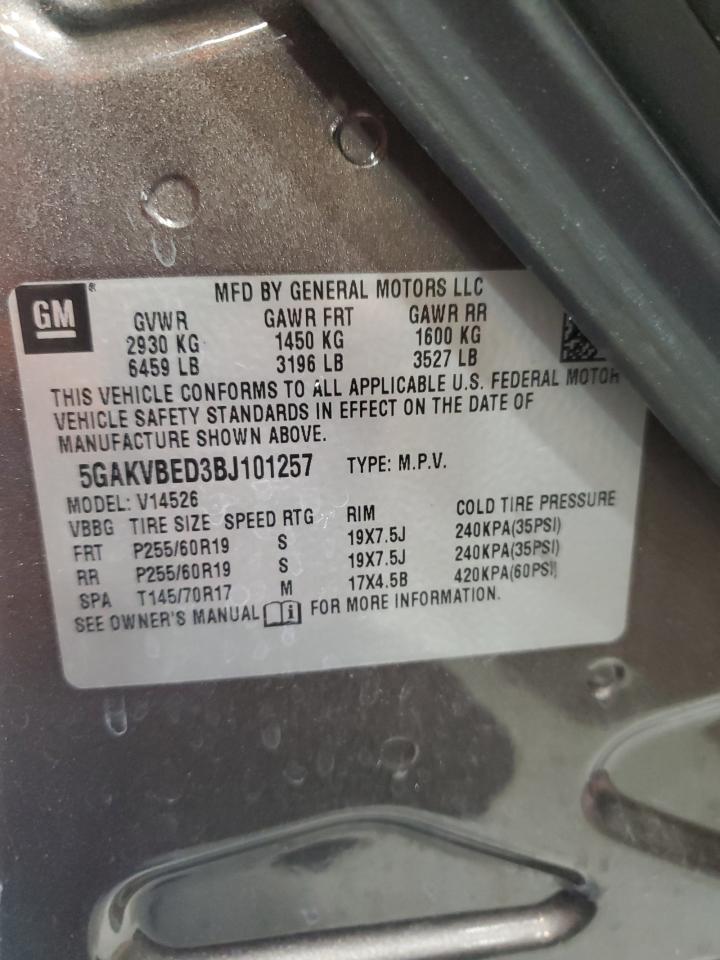 2011 Buick Enclave Cxl VIN: 5GAKVBED3BJ101257 Lot: 92332055