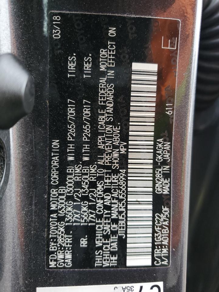 2018 Toyota 4Runner Sr5/Sr5 Premium VIN: JTEBU5JR5J5568994 Lot: 93068065