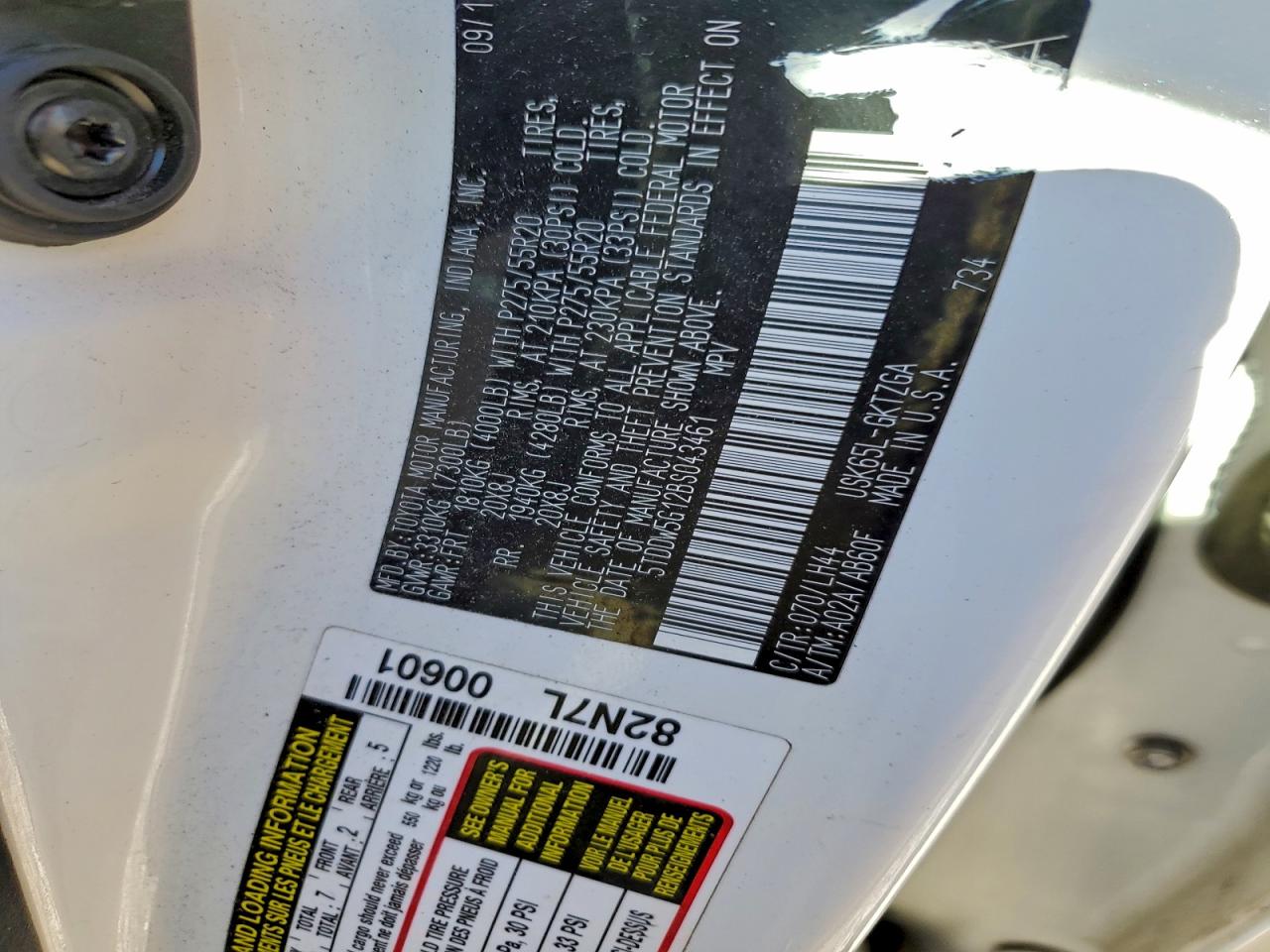 2011 Toyota Sequoia Platinum VIN: 5TDDW5G12BS043461 Lot: 94553895