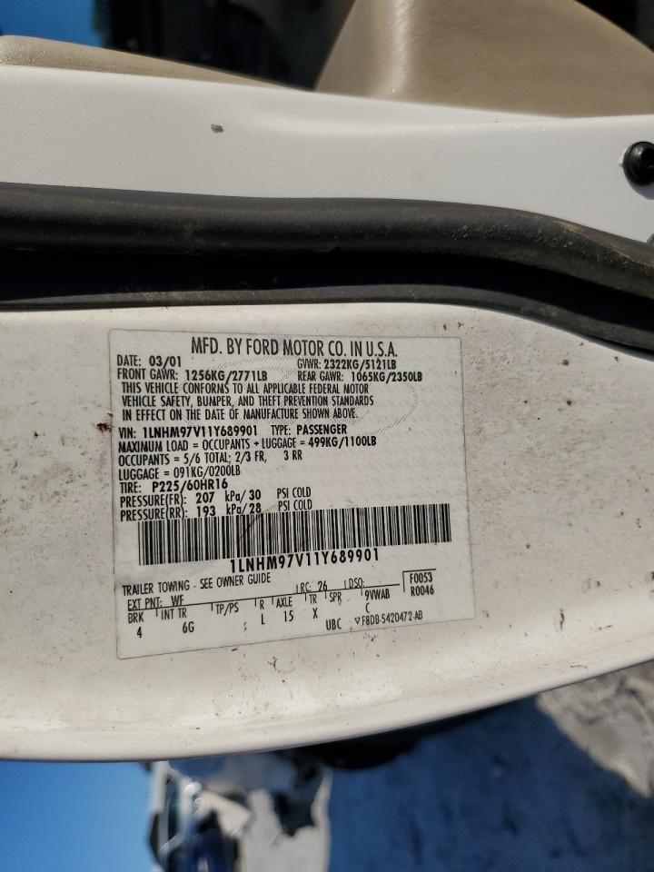 2001 Lincoln Continental VIN: 1LNHM97V11Y689901 Lot: 91214195