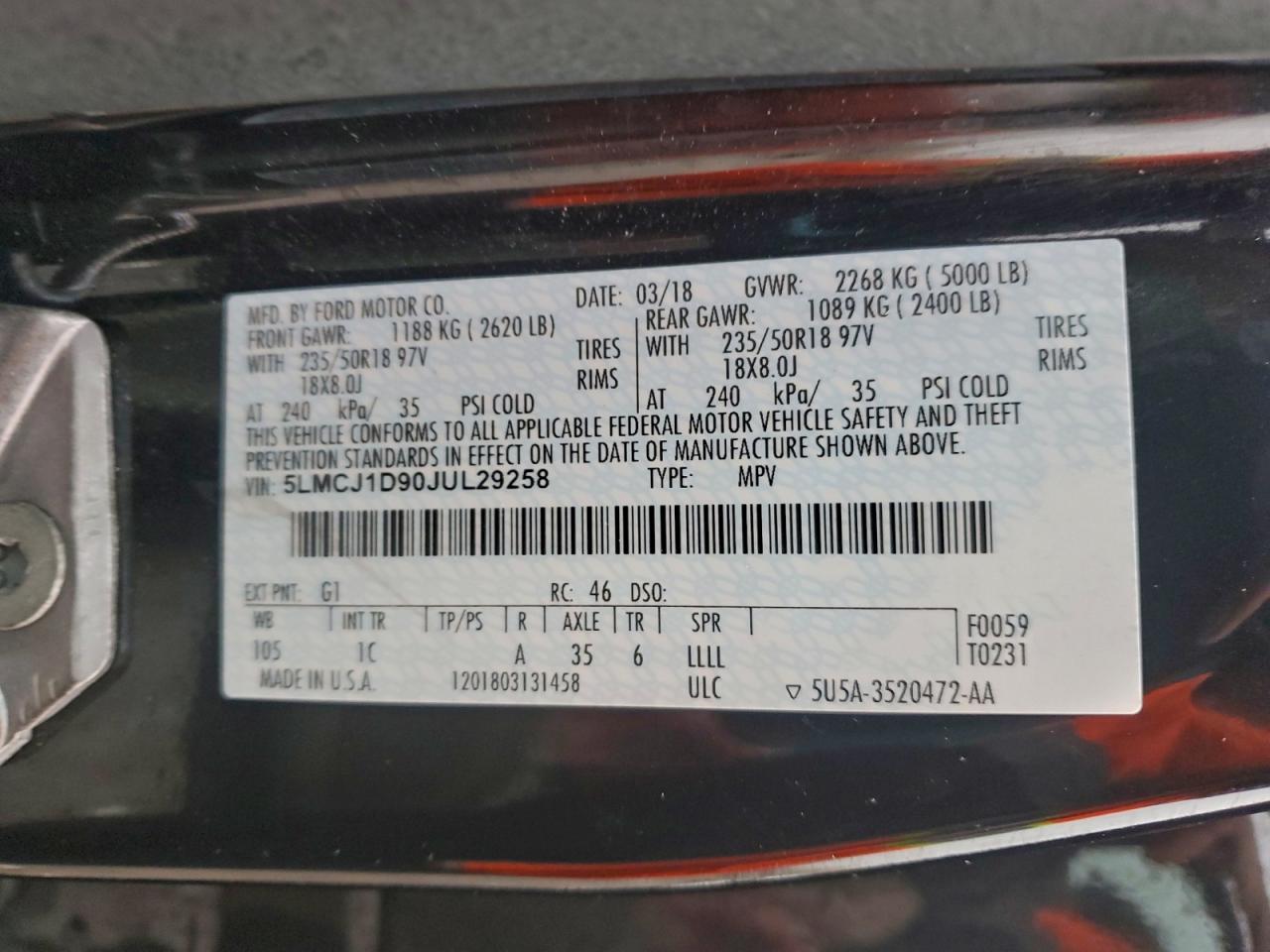 2018 Lincoln Mkc Premiere VIN: 5LMCJ1D90JUL29258 Lot: 93291375