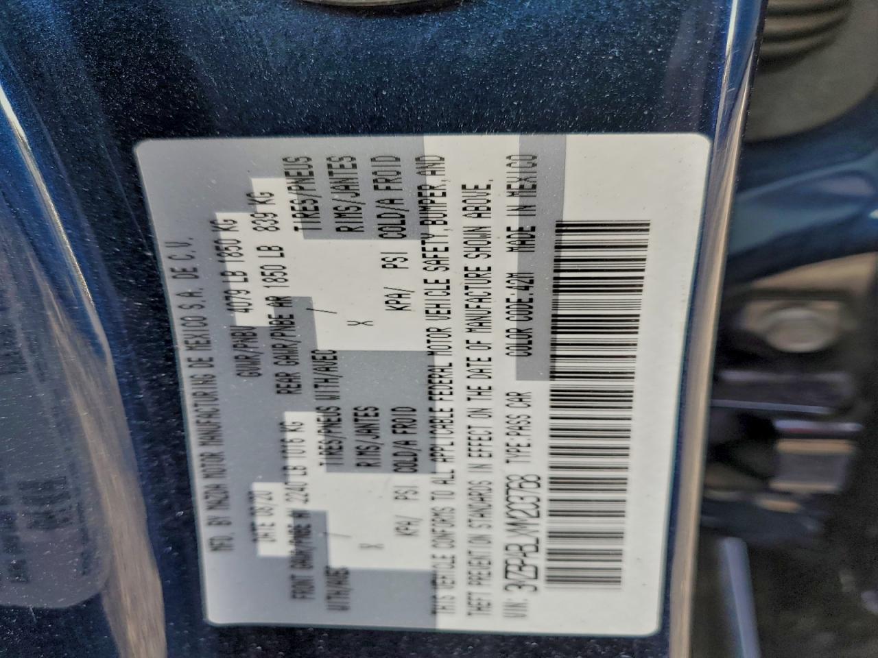 2021 Mazda 3 Select VIN: 3MZBPABLXMM203768 Lot: 94316755