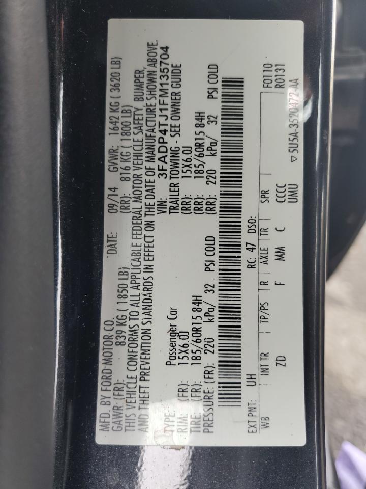 2015 Ford Fiesta S VIN: 3FADP4TJ1FM135704 Lot: 93630045