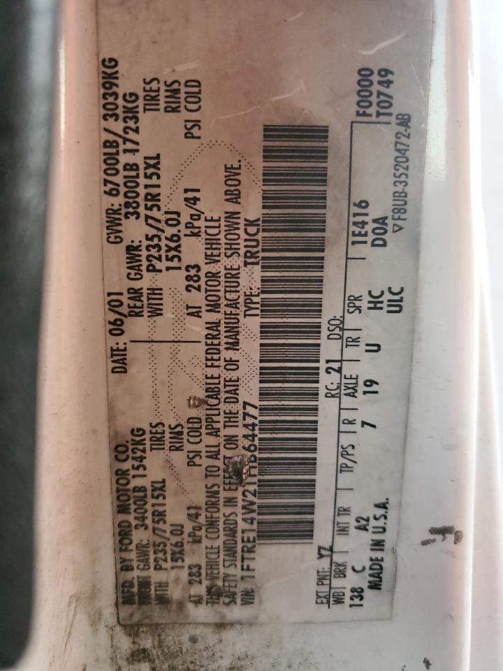 2001 Ford Econoline E150 Van VIN: 1FTRE14W21HB64477 Lot: 91675055