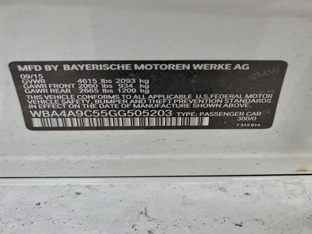 2016 BMW 428 I Gran Coupe Sulev VIN: WBA4A9C55GG505203 Lot: 93873245