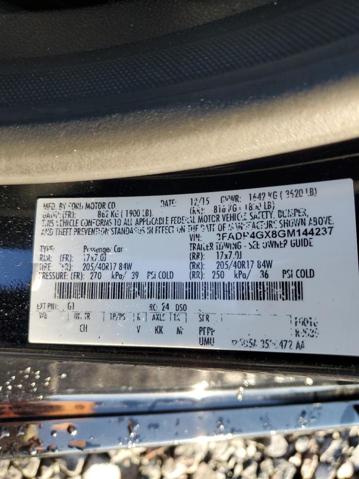 2016 Ford Fiesta St VIN: 3FADP4GX8GM144237 Lot: 93690555