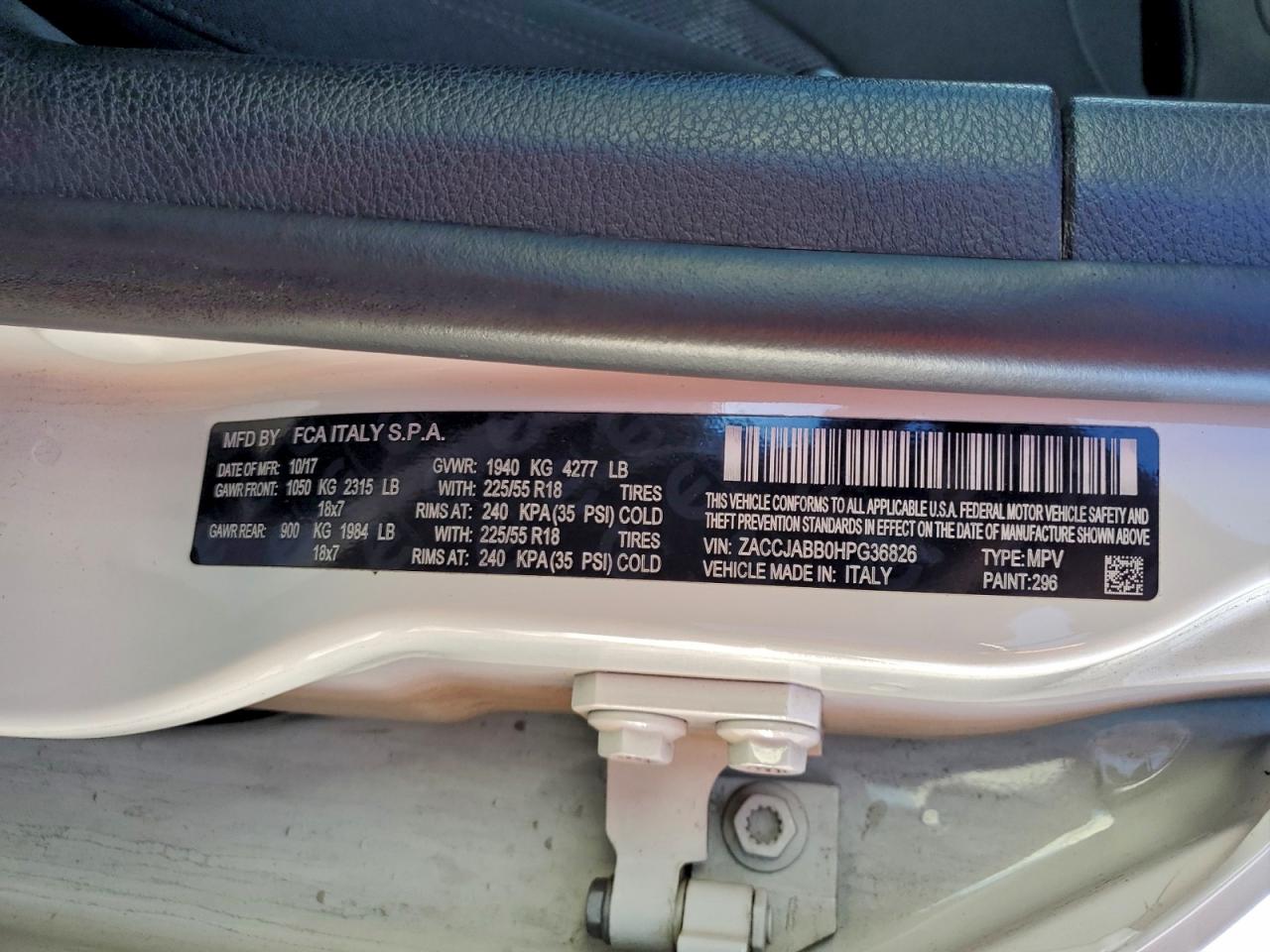 2017 Jeep Renegade Latitude VIN: ZACCJABB0HPG36826 Lot: 94845505