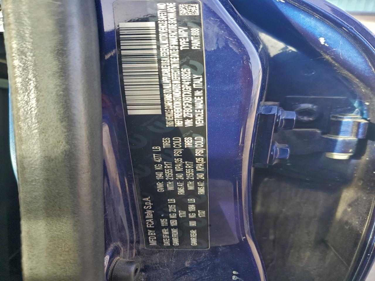 2016 Fiat 500X Easy VIN: ZFBCFXBTXGP418825 Lot: 94030385