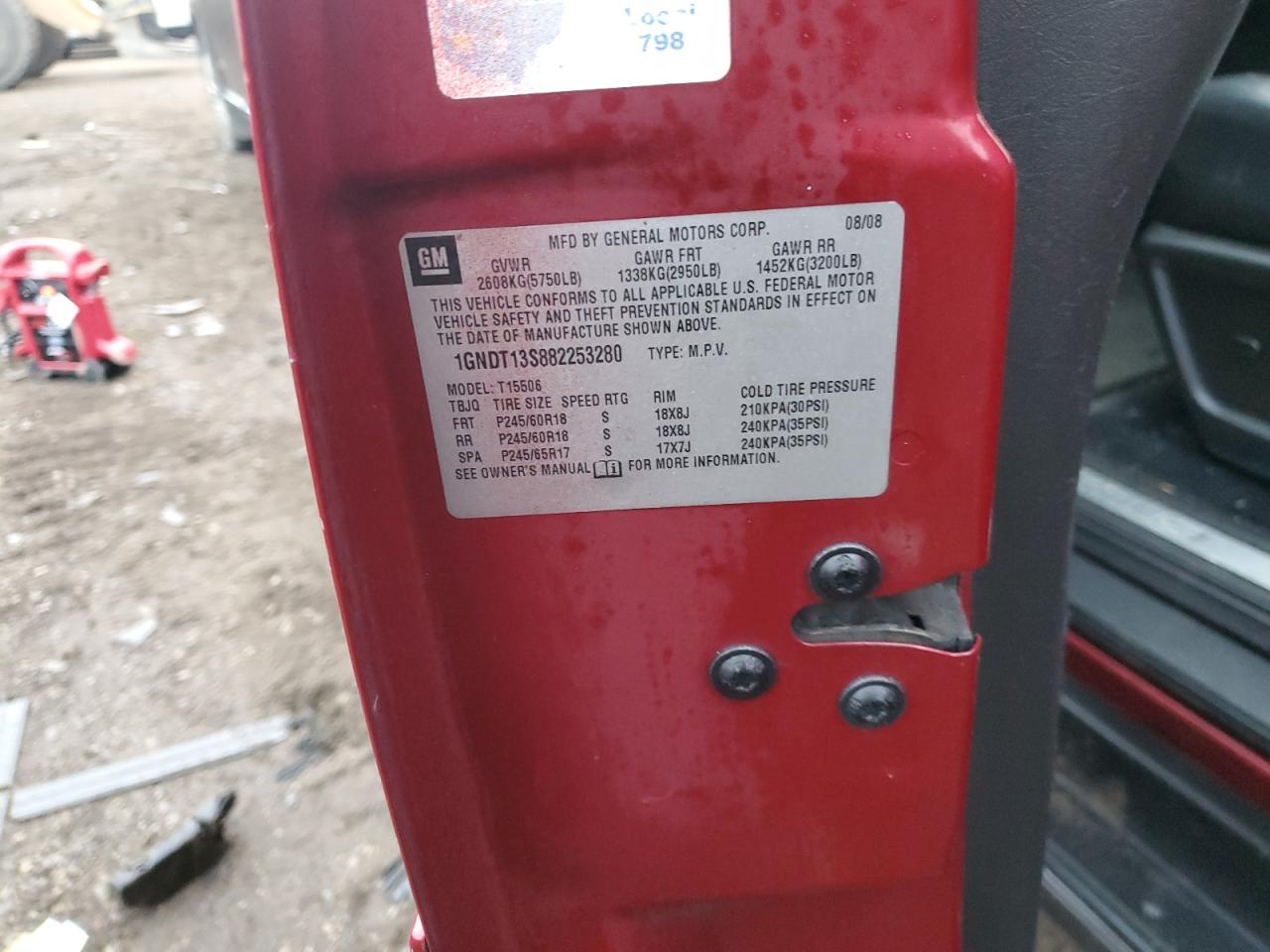 2008 Chevrolet Trailblazer Ls VIN: 1GNDT13S882253280 Lot: 92821805