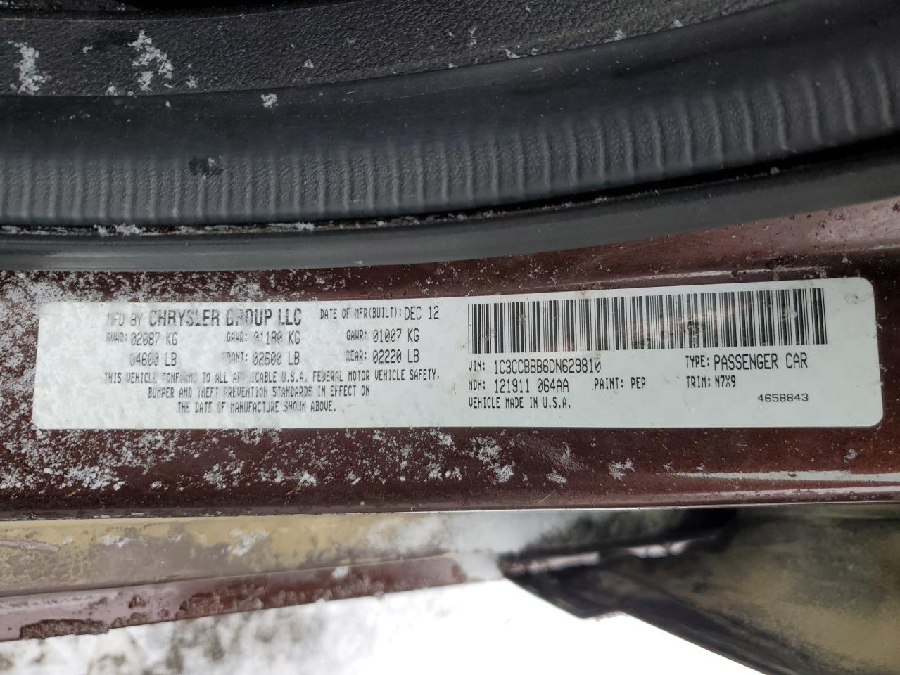 2013 Chrysler 200 Touring VIN: 1C3CCBBB6DN629810 Lot: 92220545