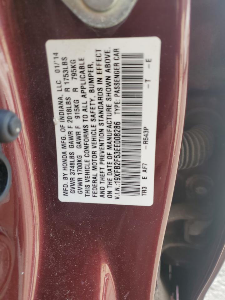 2014 Honda Civic Lx VIN: 19XFB2F53EE008286 Lot: 92490705