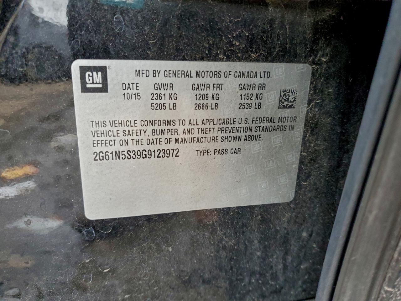 2016 Cadillac Xts Luxury Collection VIN: 2G61N5S39G9123972 Lot: 93640895