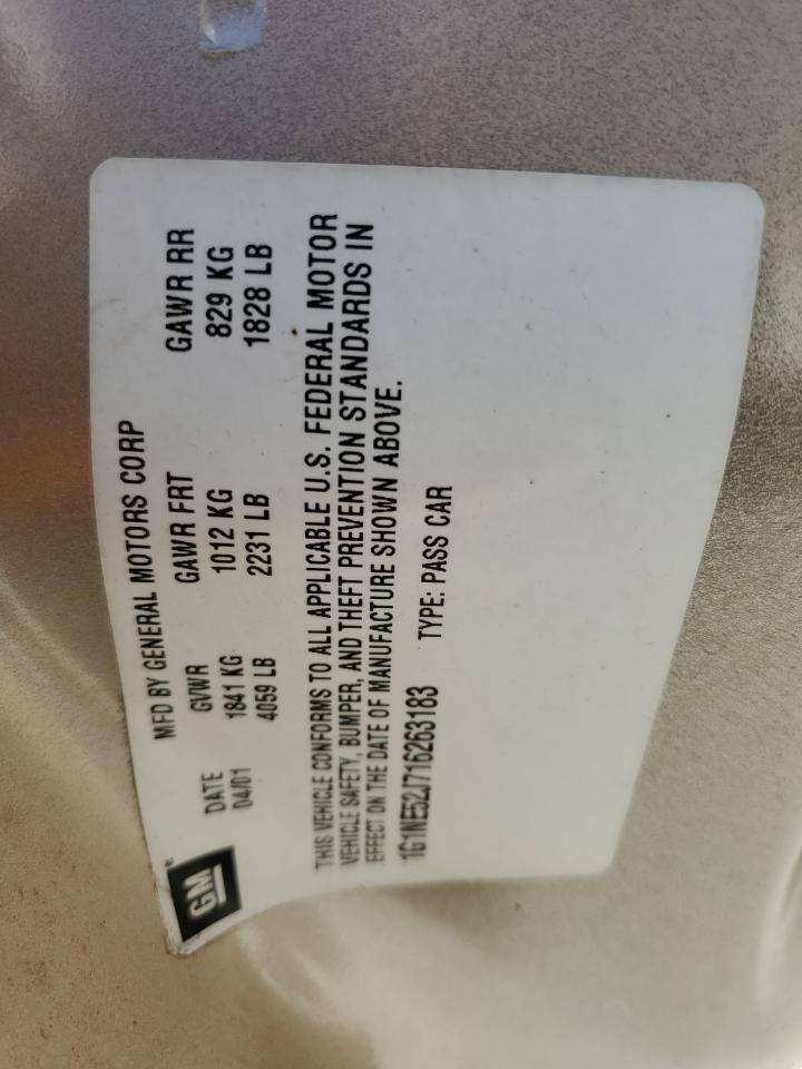 2001 Chevrolet Malibu Ls VIN: 1G1NE52J716263183 Lot: 92573915