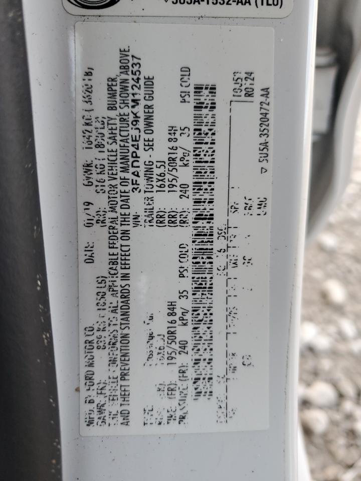 2019 Ford Fiesta Se VIN: 3FADP4EJ9KM124537 Lot: 91505475