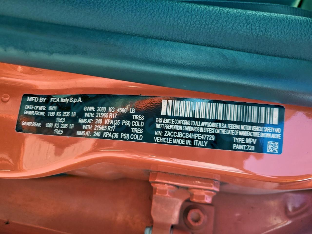 2017 Jeep Renegade Trailhawk VIN: ZACCJBCB4HPE47729 Lot: 94481085