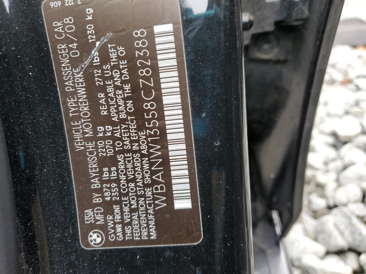 2008 BMW 535 I VIN: WBANW13558CZ82388 Lot: 92808365