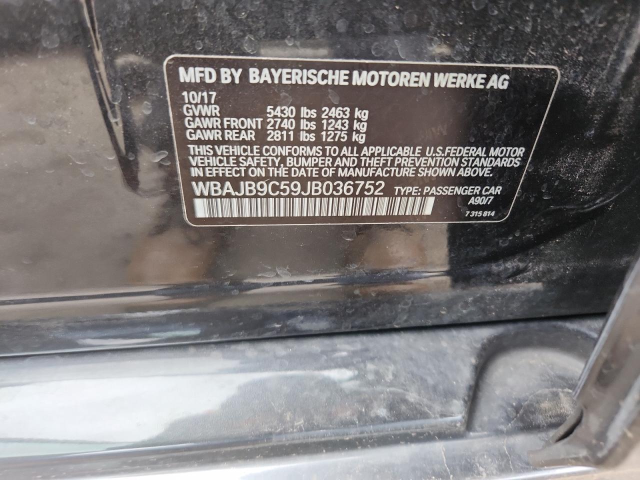 2018 BMW M550Xi VIN: WBAJB9C59JB036752 Lot: 92838115