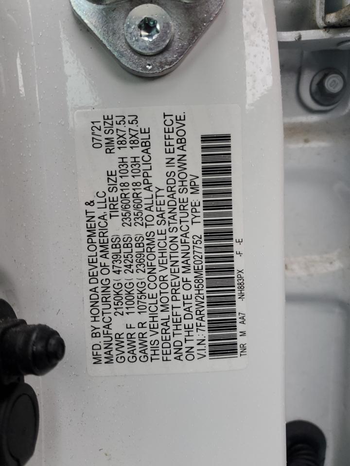 2021 Honda Cr-V Ex VIN: 7FARW2H58ME027752 Lot: 92232545