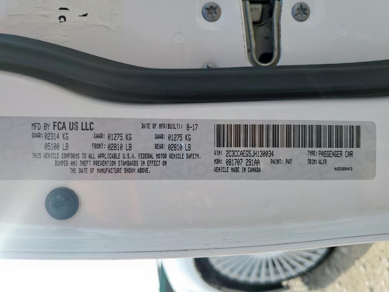 2018 Chrysler 300 Limited VIN: 2C3CCAEG5JH130034 Lot: 93379055