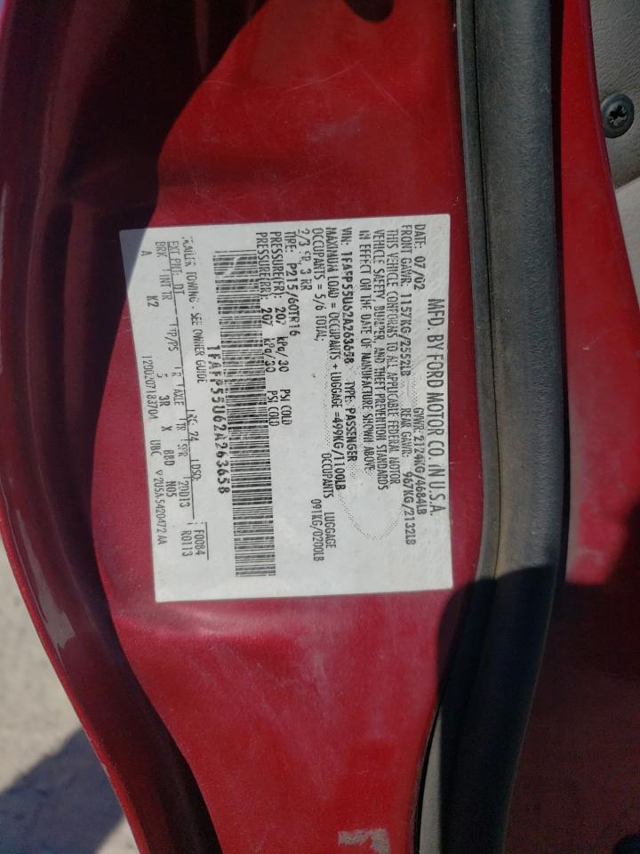 2002 Ford Taurus Ses VIN: 1FAFP55U62A263658 Lot: 92663525
