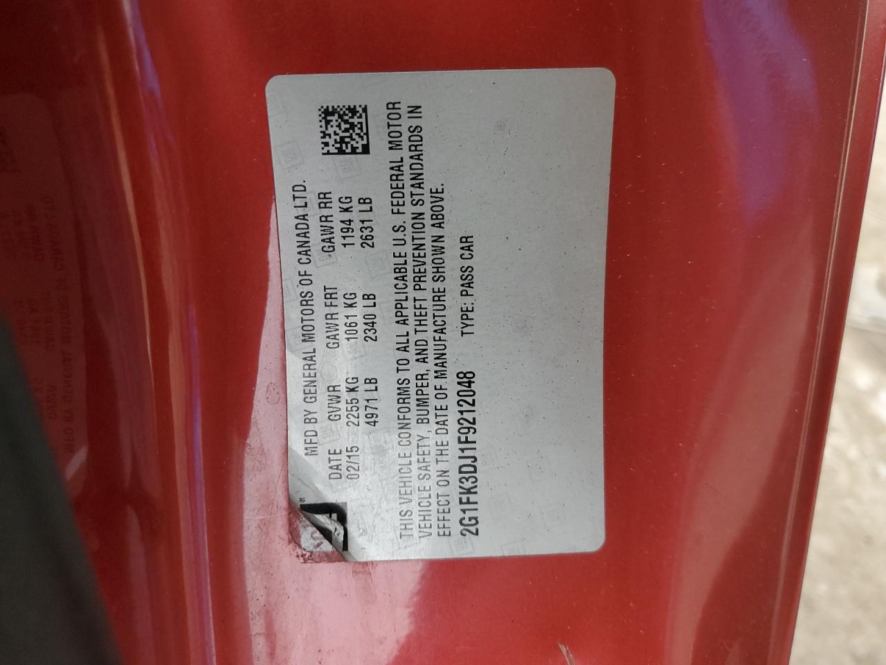 2015 Chevrolet Camaro 2Ss VIN: 2G1FK3DJ1F9212048 Lot: 93937605