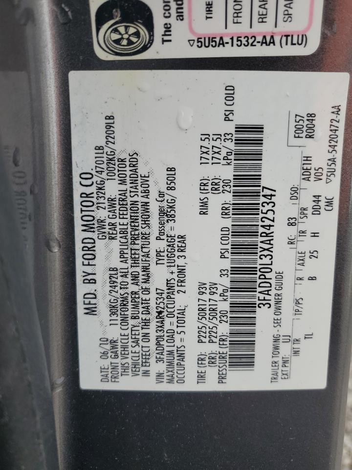 2010 Ford Fusion Hybrid VIN: 3FADP0L3XAR425347 Lot: 92448975