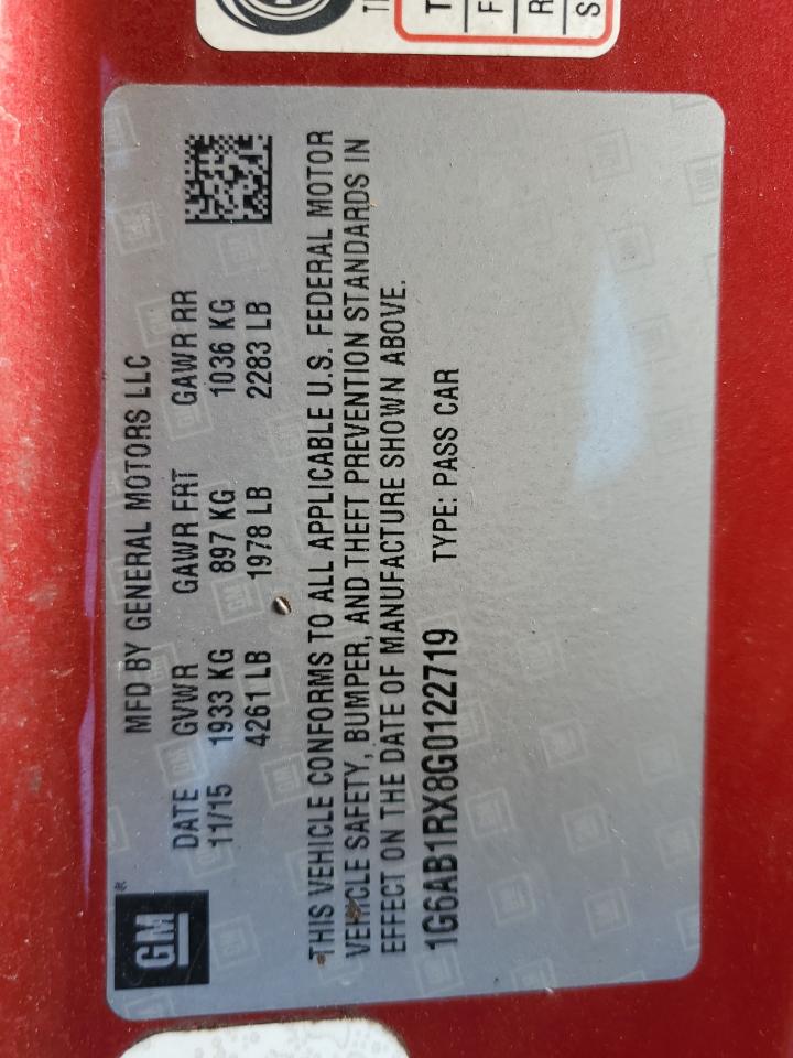 2016 Cadillac Ats Luxury VIN: 1G6AB1RX8G0122719 Lot: 93208035