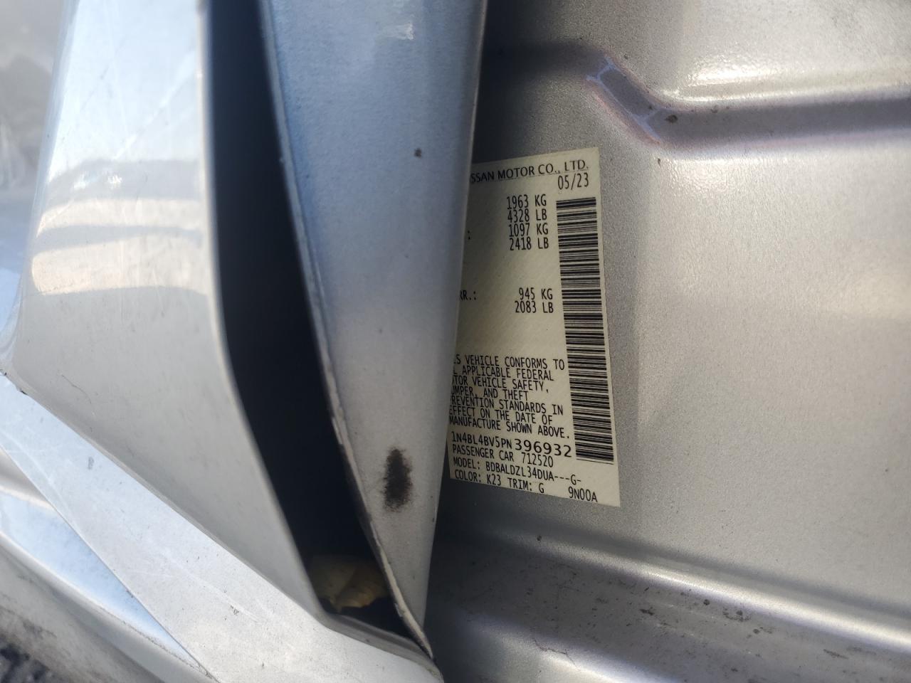 2023 Nissan Altima S VIN: 1N4BL4BV5PN396932 Lot: 92473375