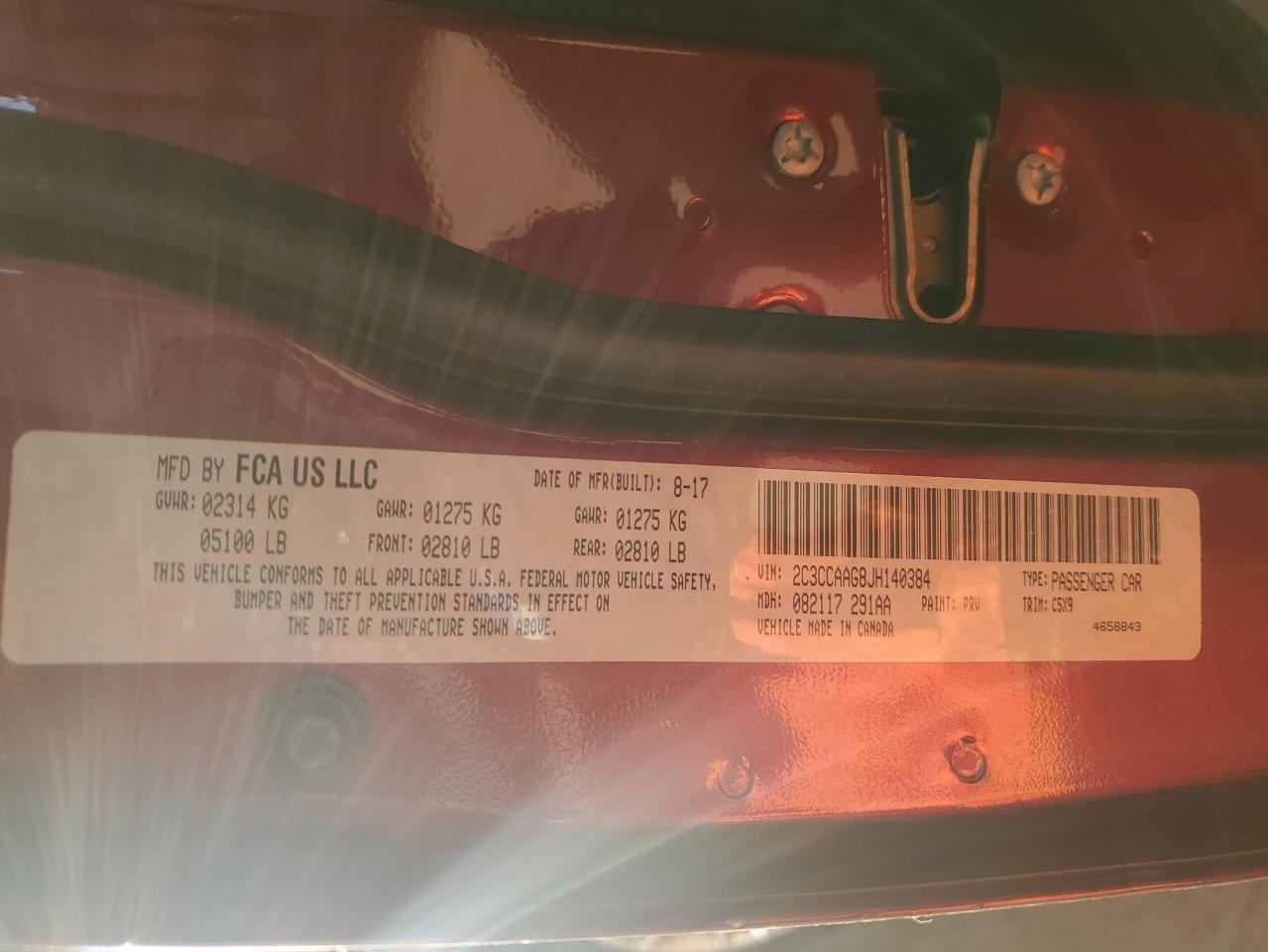 2018 Chrysler 300 Touring VIN: 2C3CCAAG8JH140384 Lot: 92416855