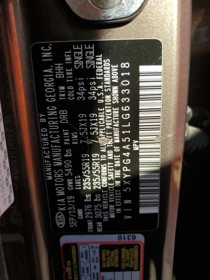 2020 Kia Sorento S VIN: 5XYPG4A51LG633018 Lot: 93442005