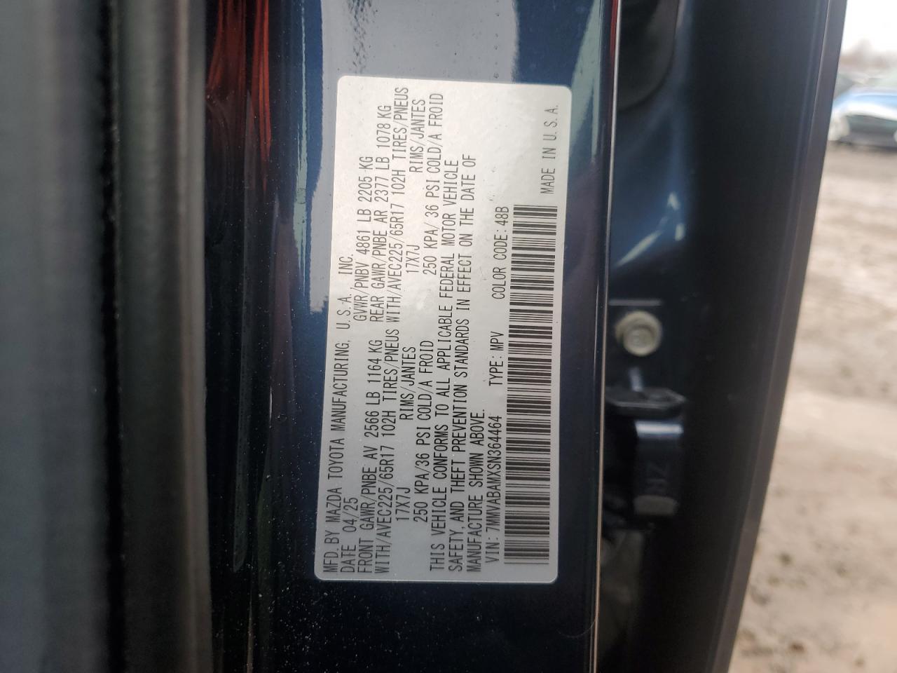 2025 Mazda Cx-50 Select VIN: 7MMVABAMXSN364464 Lot: 94415495