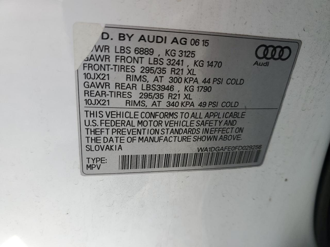 2015 Audi Q7 Prestige VIN: WA1DGAFE0FD029256 Lot: 91498035