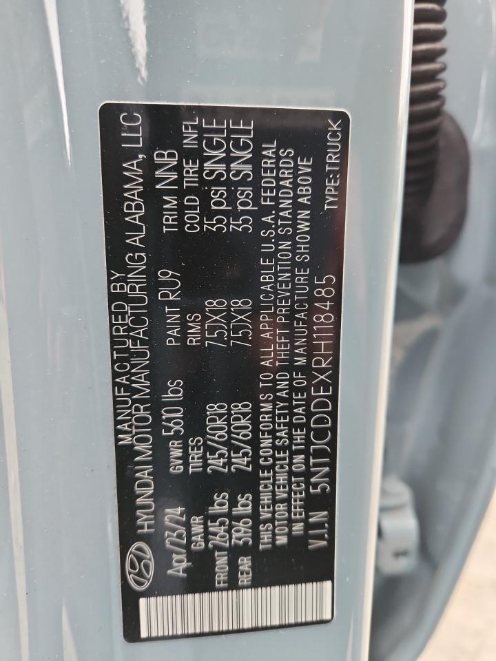 2024 Hyundai Santa Cruz Sel VIN: 5NTJCDDEXRH118485 Lot: 93483945