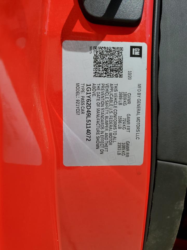 2020 Chevrolet Corvette Stingray 1Lt VIN: 1G1Y82D46L5108143 Lot: 90260125