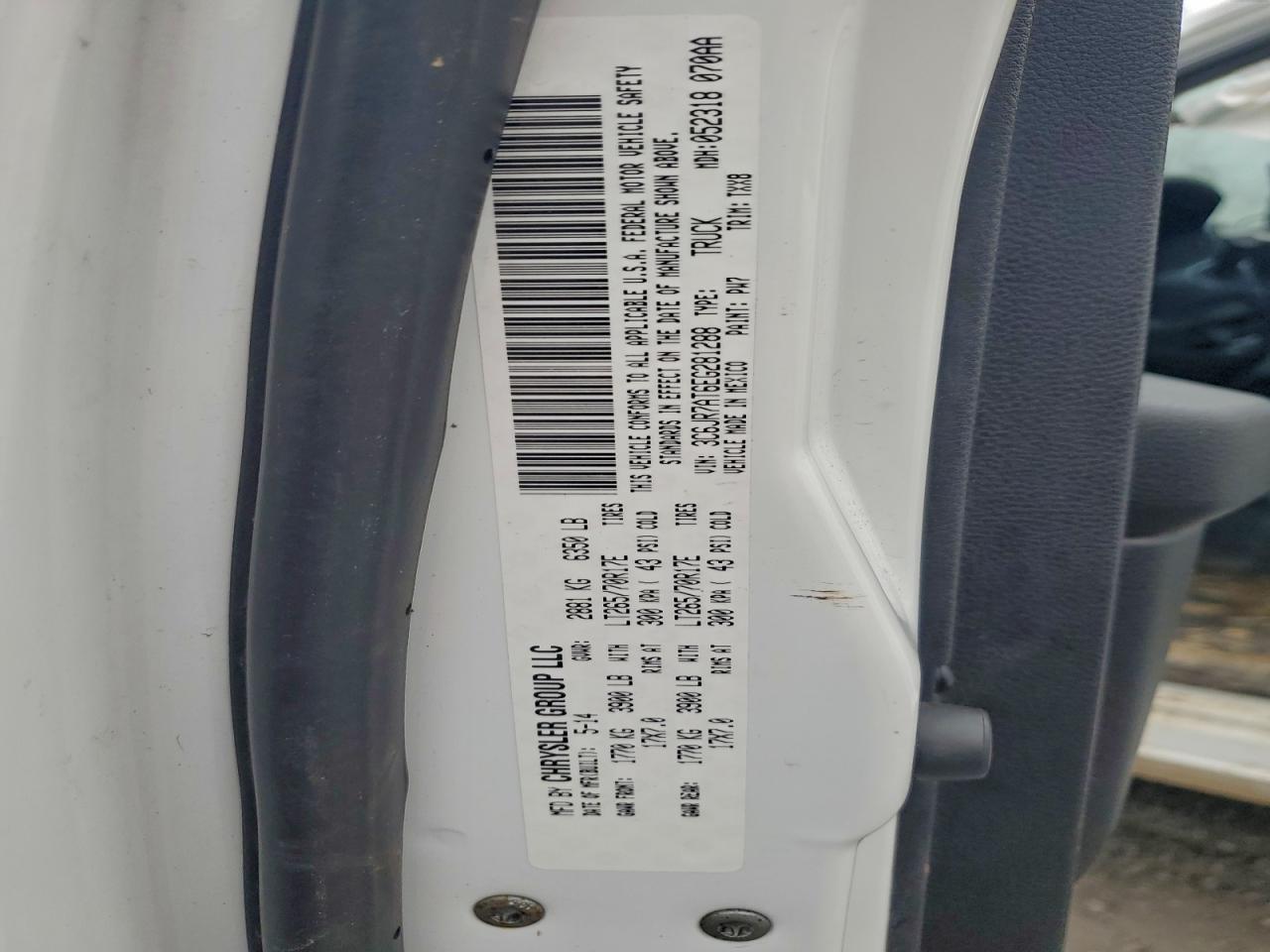 2014 Ram 1500 St VIN: 3C6JR7AT6EG281288 Lot: 93708055