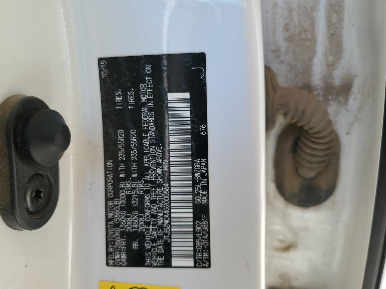 2016 Lexus Rx 350 VIN: JTJBZMCA4G2000864 Lot: 91694625