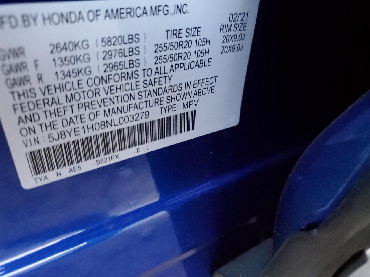 2022 Acura Mdx A-Spec VIN: 5J8YE1H08NL003279 Lot: 93317315