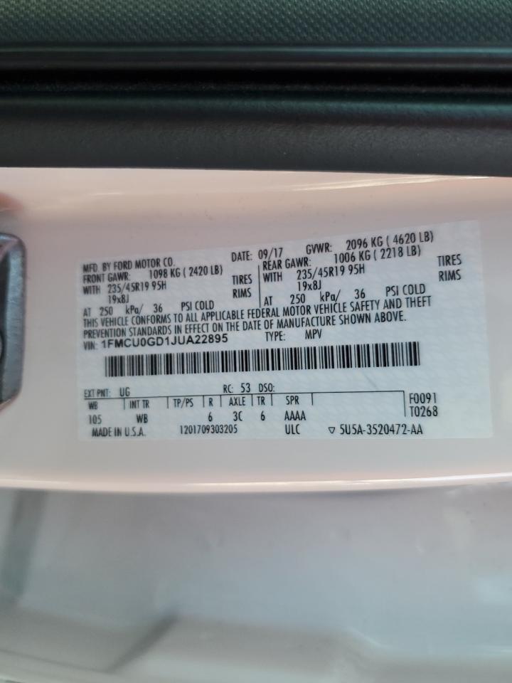 2018 Ford Escape Se VIN: 1FMCU0GD1JUA22895 Lot: 91468335