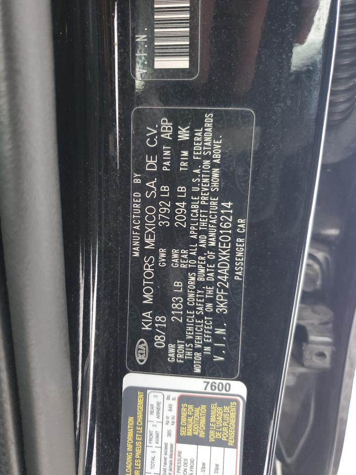 2019 Kia Forte Fe VIN: 3KPF24ADXKE016214 Lot: 91733185