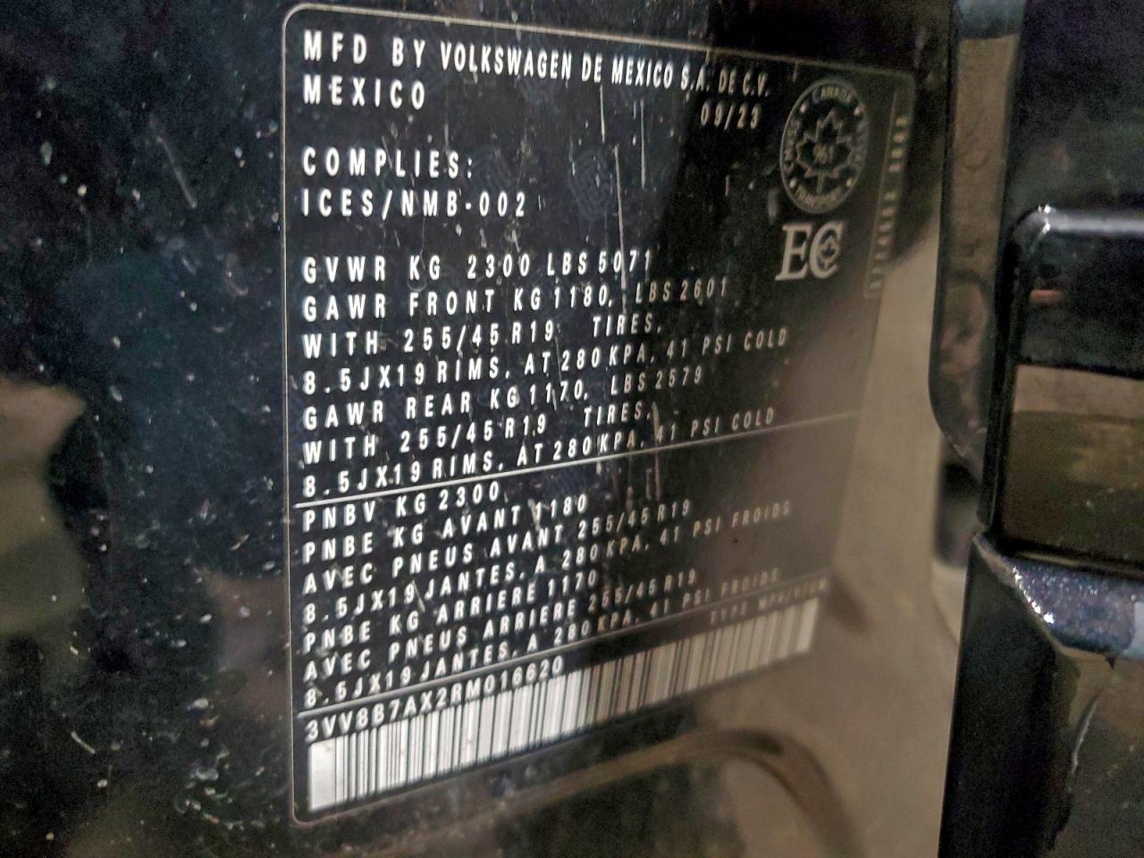 2024 Volkswagen Tiguan Se R-Line Black VIN: 3VV8B7AX2RM016620 Lot: 95058885