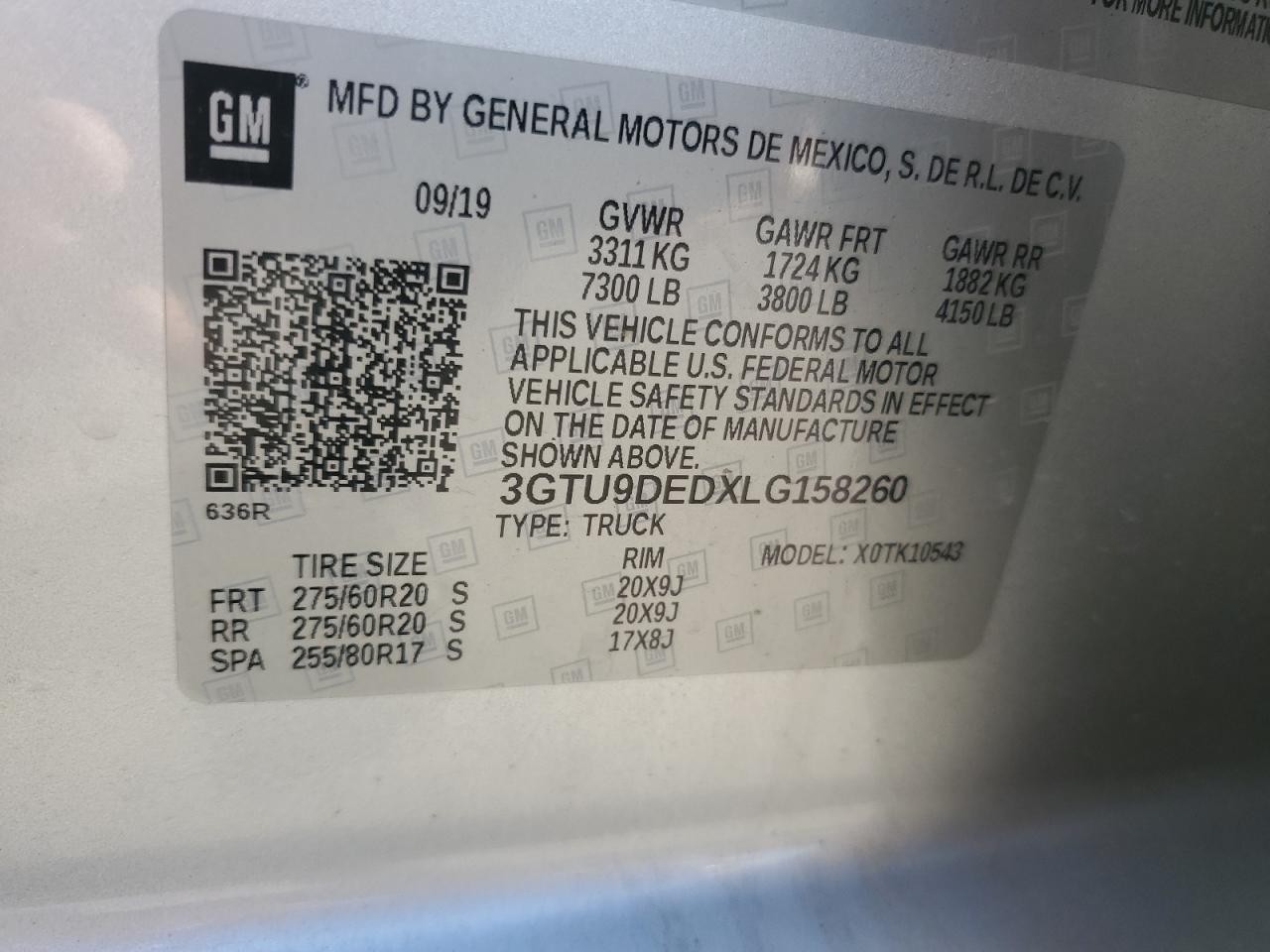 2020 GMC Sierra K1500 Slt VIN: 3GTU9DEDXLG158260 Lot: 92567045