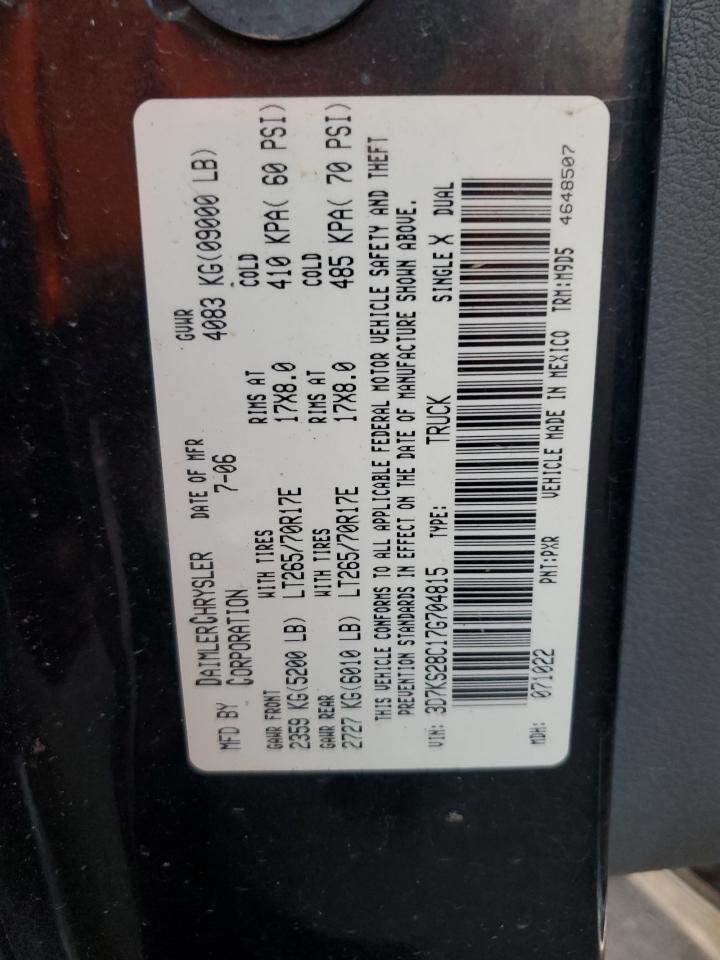 2007 Dodge Ram 2500 St VIN: 3D7KS28C17G704815 Lot: 86800675