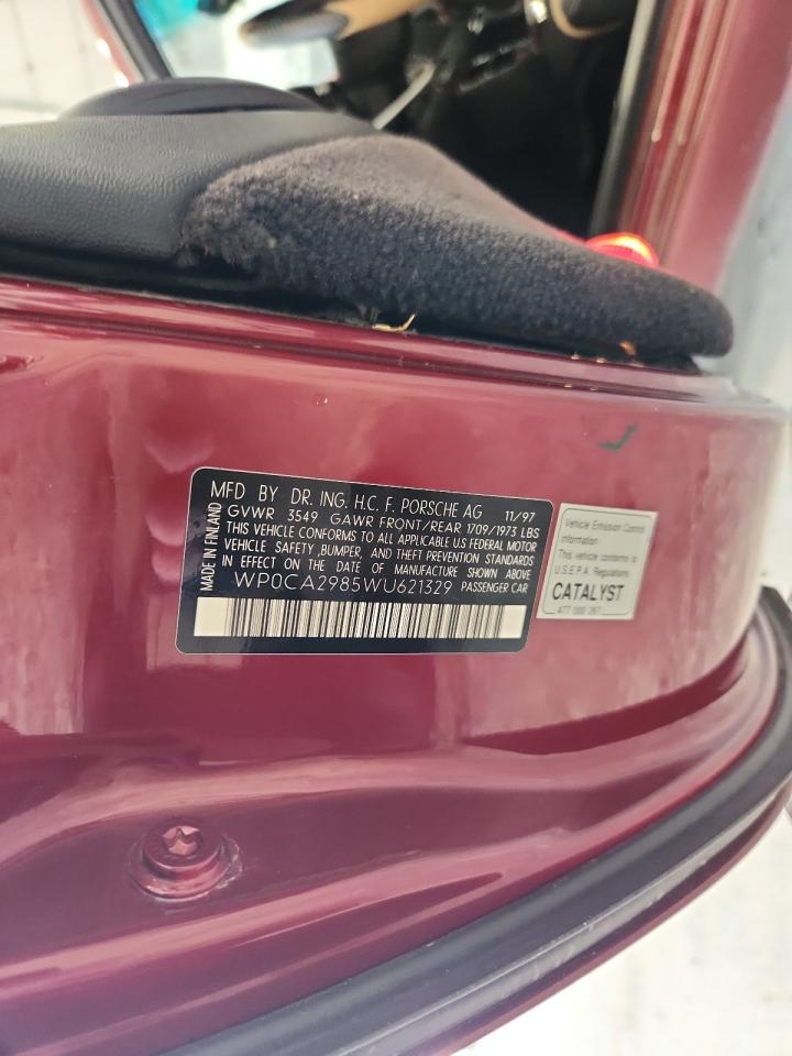 1998 Porsche Boxster VIN: WP0CA2985WU621329 Lot: 92023595