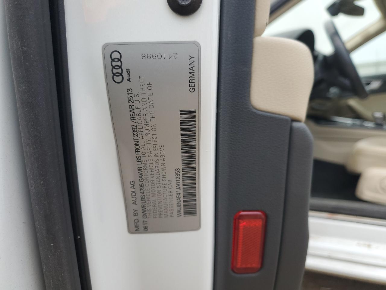 2018 Audi A4 Premium Plus VIN: WAUENAF41JA012853 Lot: 93243475