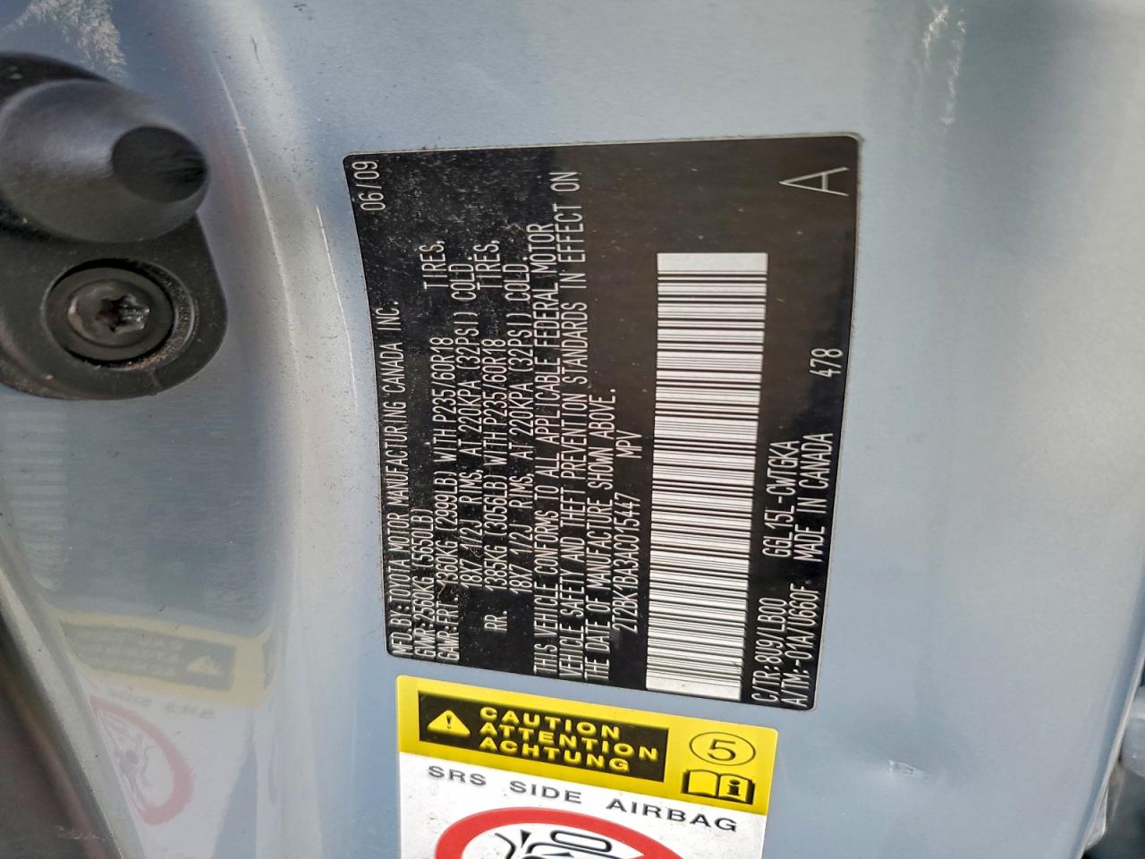 2010 Lexus Rx 350 VIN: 2T2BK1BA3AC015447 Lot: 94649135