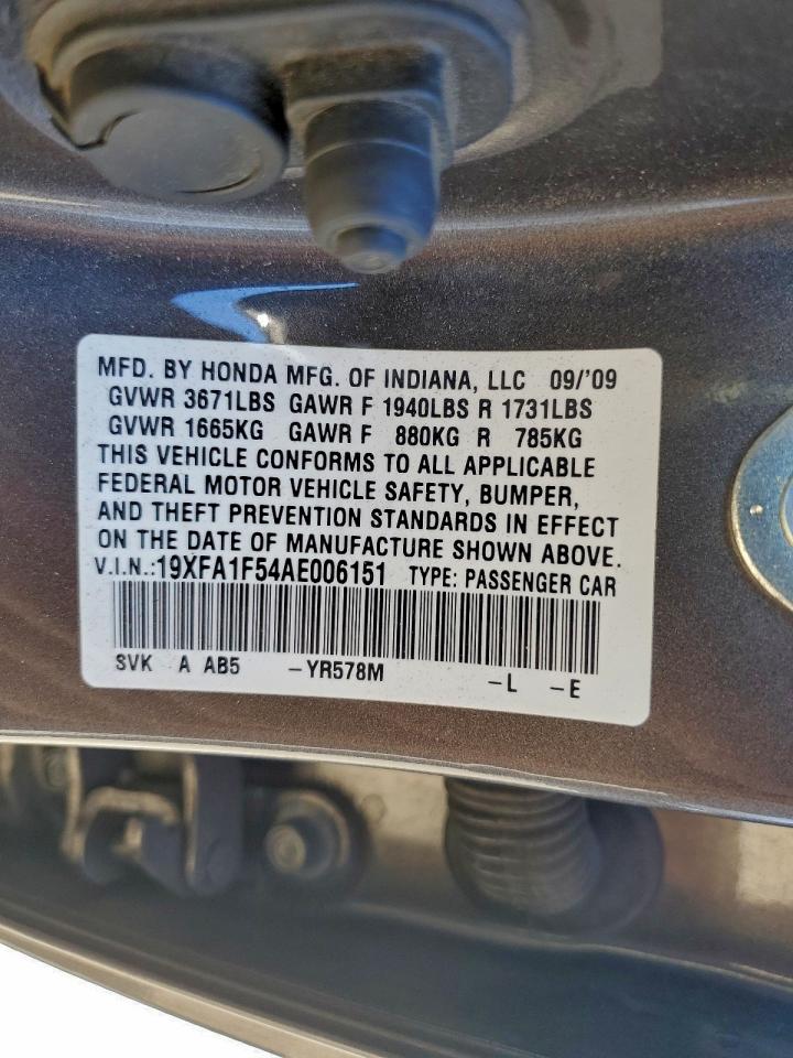 2010 Honda Civic Lx VIN: 19XFA1F54AE006151 Lot: 93945945