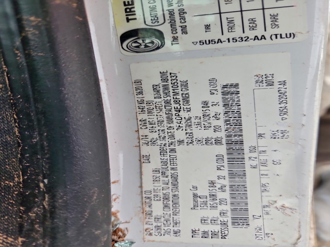 2015 Ford Fiesta Se VIN: 3FADP4EJ8FM105337 Lot: 94176215