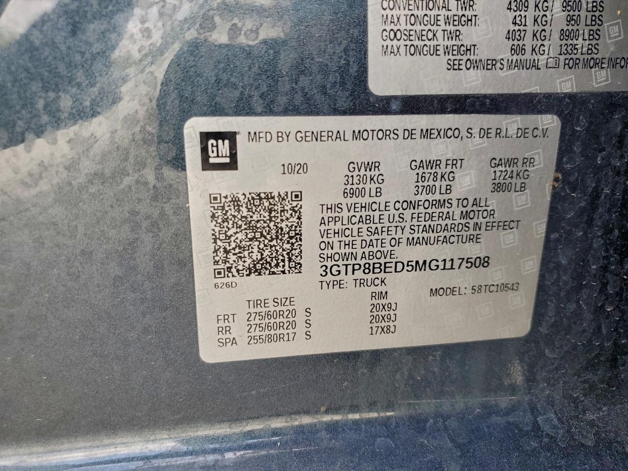 2021 GMC Sierra C1500 Sle VIN: 3GTP8BED5MG117508 Lot: 92534595