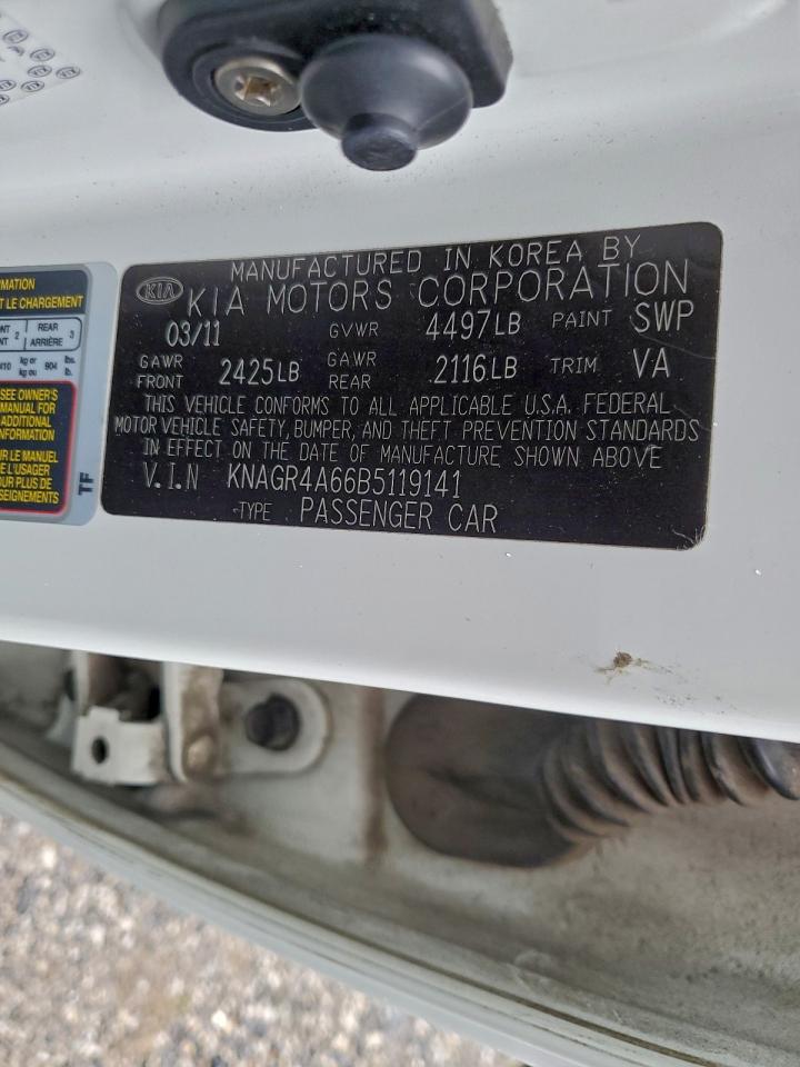 2011 Kia Optima Sx VIN: KNAGR4A66B5119141 Lot: 93828015